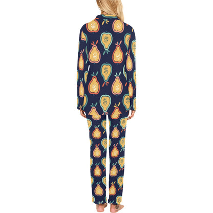 Pear Pattern Print Design PE03 Women's Long Pajama Set