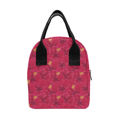 Hibiscus Red Pattern Print LKS308 Insulated Lunch Bag