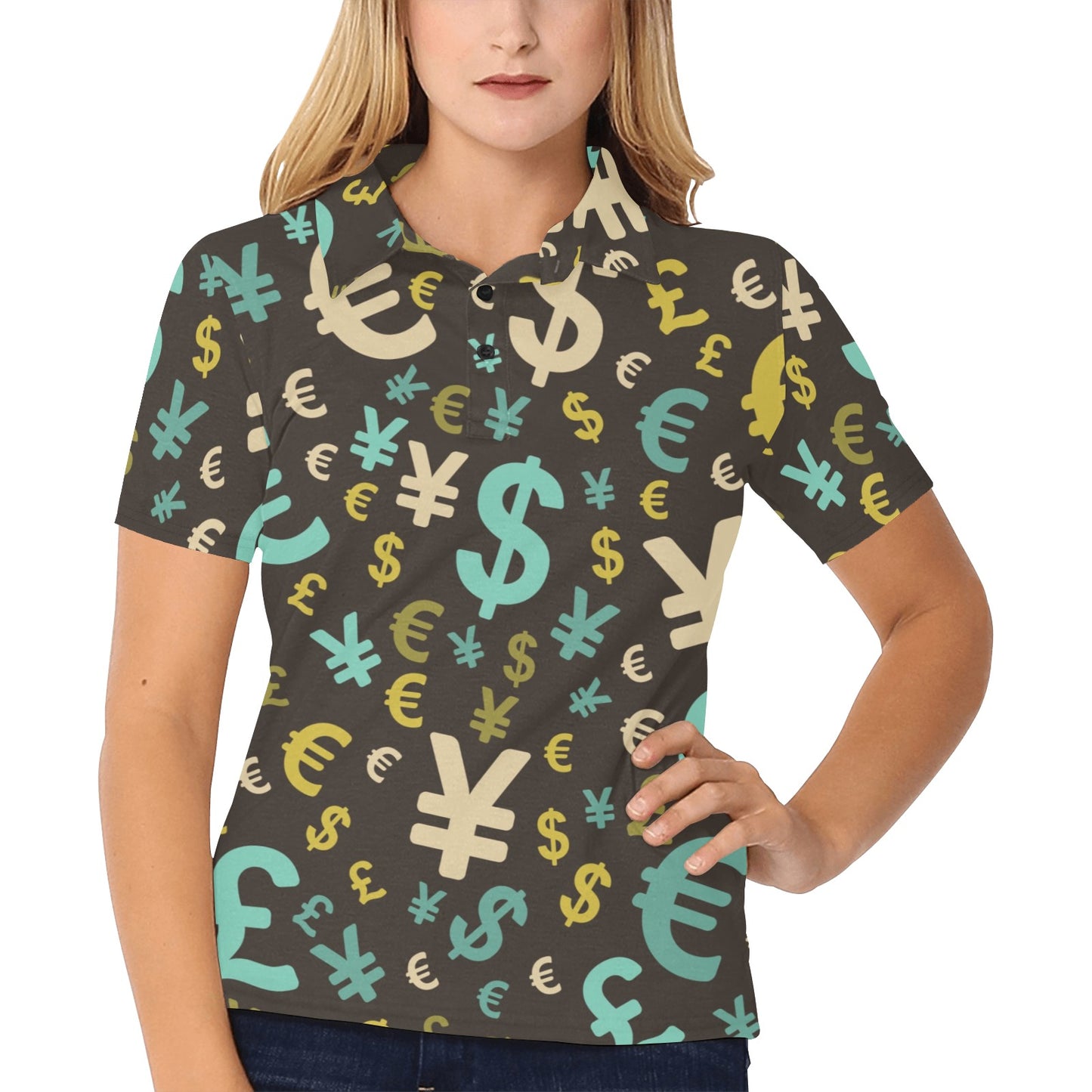 Money Pattern Print Design 01 Women's Polo Shirt