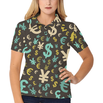 Money Pattern Print Design 01 Women's Polo Shirt