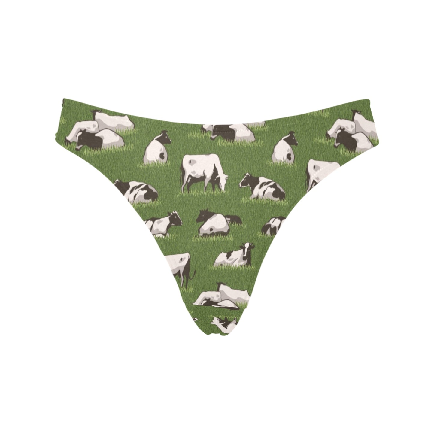Cow on Grass Print Pattern Women's Thongs