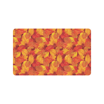 Elm Leave Autum Print Pattern Rubber Doormat