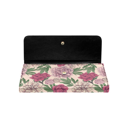 Peony Pattern Print Design A01 Women's Trifold Wallet