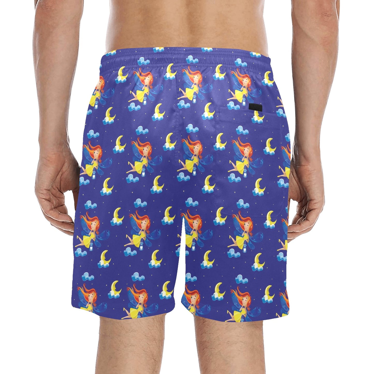 Fairy with Moon Print Pattern Men's Swim Trunks Beach Shorts
