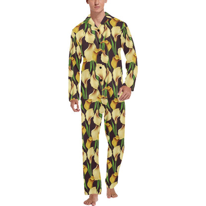Lily Pattern Print Design LY013 Men's Long Pajama Set