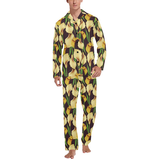 Lily Pattern Print Design LY013 Men's Long Pajama Set