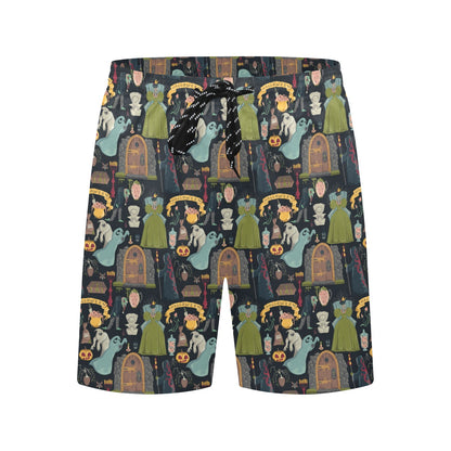 Creepy Halloween Print Design LKS304 Men's Swim Trunks Beach Shorts