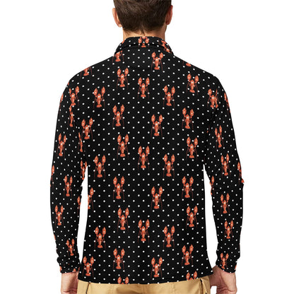 Lobster Print Design LKS401 Long Sleeve Polo Shirt For Men's