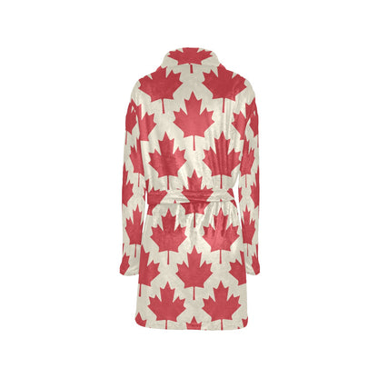 Maple Leaf Pattern Print Design 03 Women's Fleece Robe