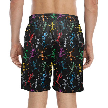 Skeleton Colorful Print Design LKS302 Men's Swim Trunks Beach Shorts