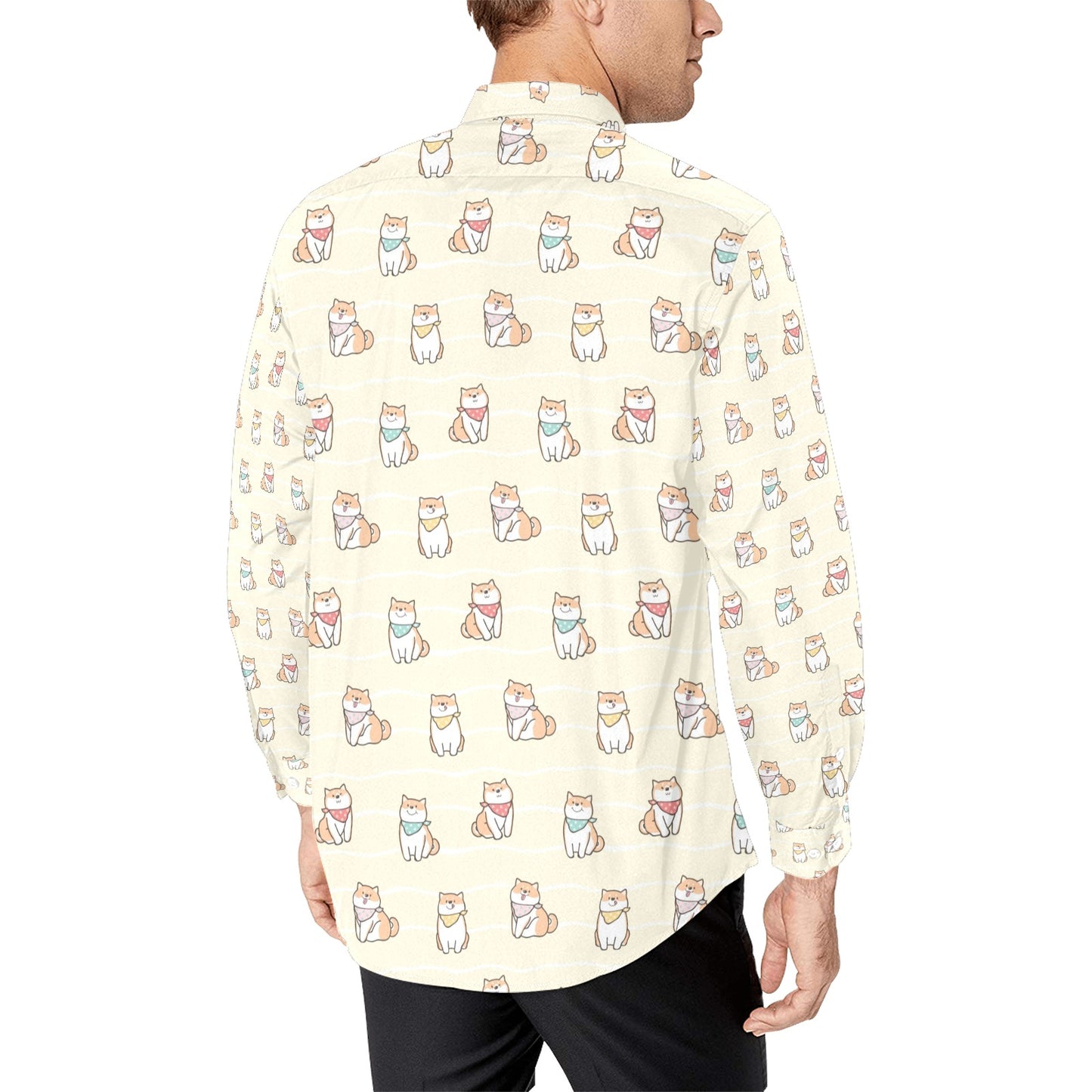 Shiba Inu Print Design LKS306 Men's Long Sleeve Dress Shirt