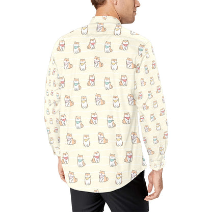 Shiba Inu Print Design LKS306 Men's Long Sleeve Dress Shirt