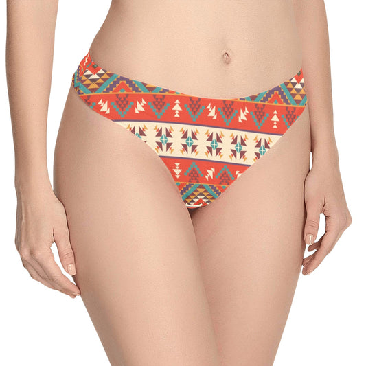 Aztec Red Print Pattern Women's Thongs