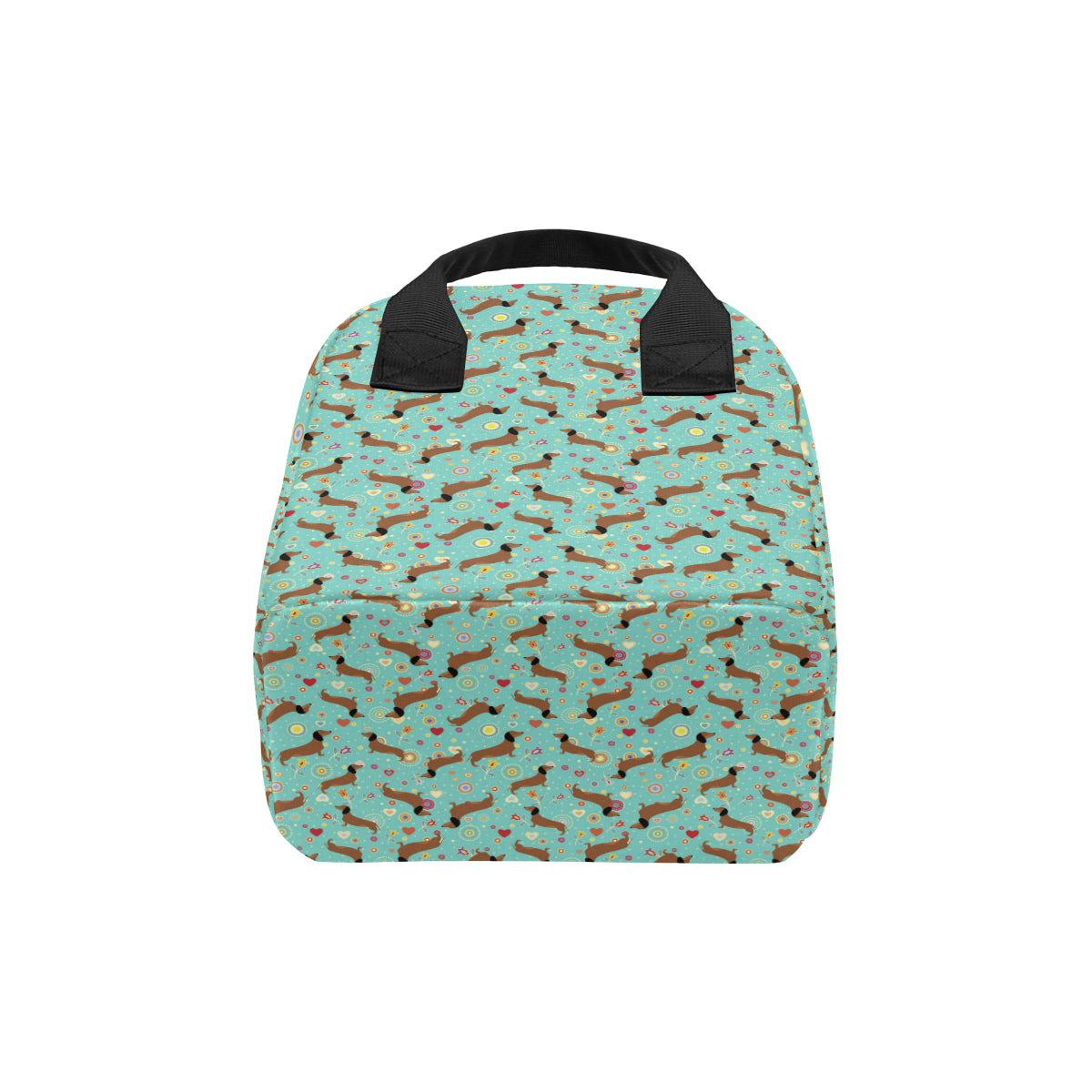 Dachshund with Floral Print Pattern Insulated Lunch Bag
