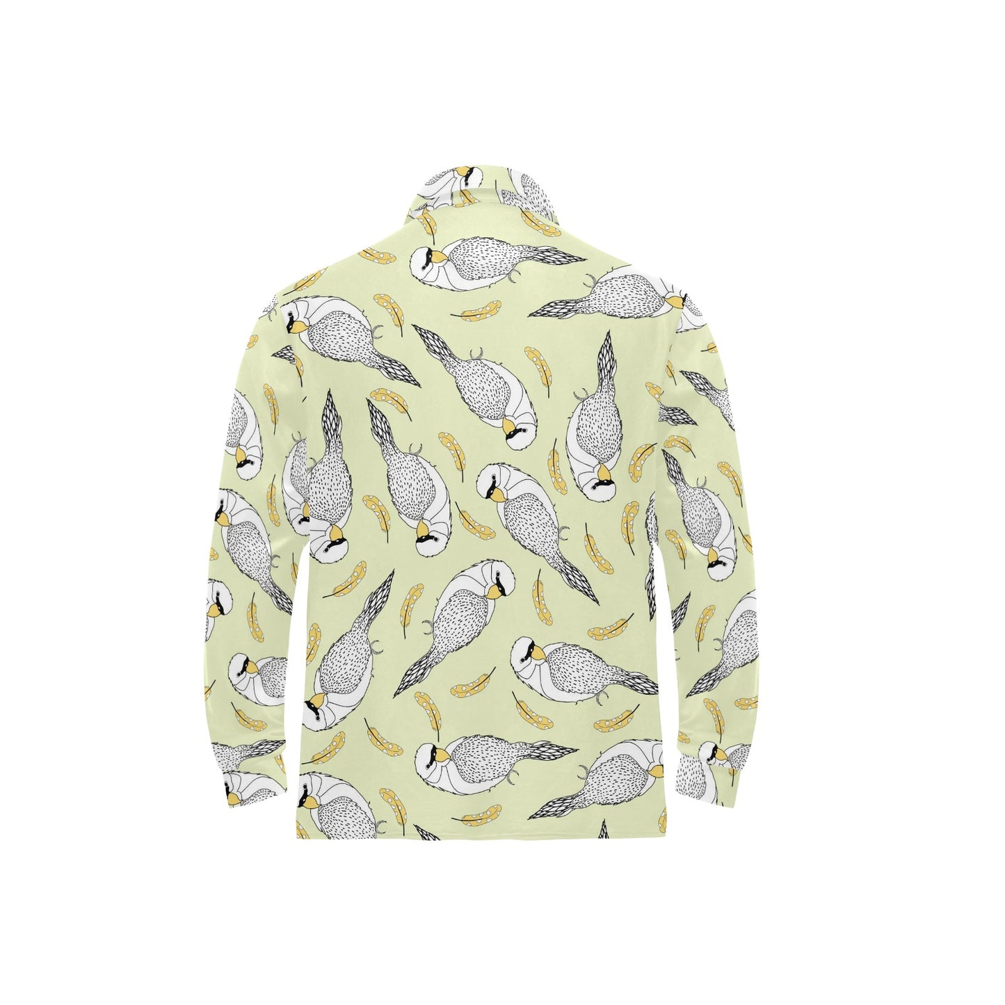 Parakeet Pattern Print Design A03 Long Sleeve Polo Shirt For Men's