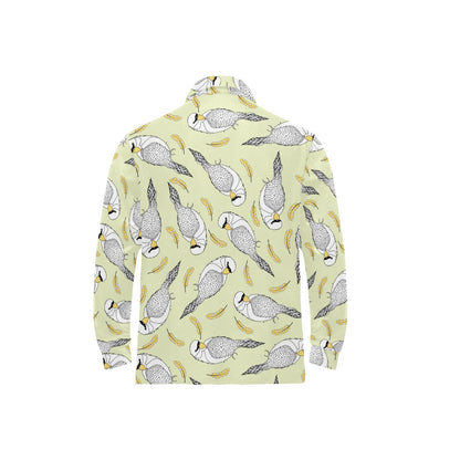 Parakeet Pattern Print Design A03 Long Sleeve Polo Shirt For Men's