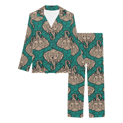 Boho Head Elephant Women's Long Pajama Set