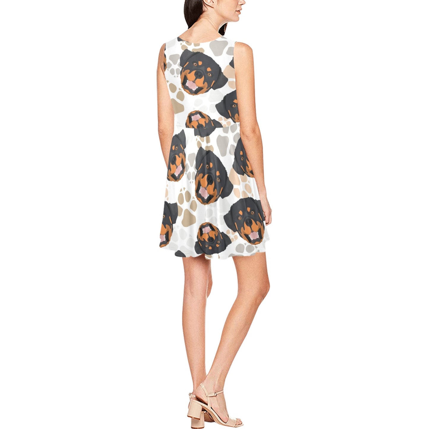 Rottweiler Pattern Print Design A03 Sleeveless Dress