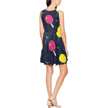Ping Pong Pattern Print Design A04 Sleeveless Dress