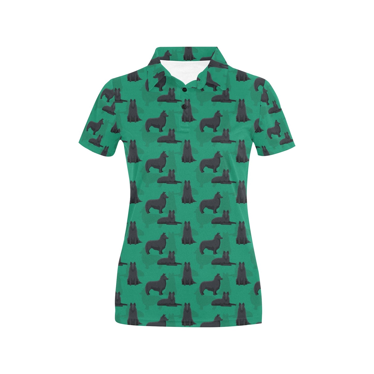Belgian Sheepdog Pattern Print Design 01 Women's Polo Shirt