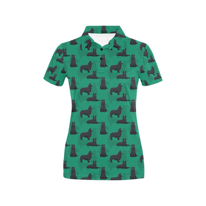 Belgian Sheepdog Pattern Print Design 01 Women's Polo Shirt