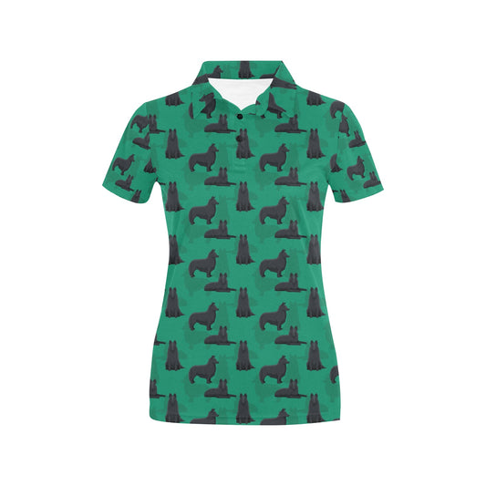 Belgian Sheepdog Pattern Print Design 01 Women's Polo Shirt
