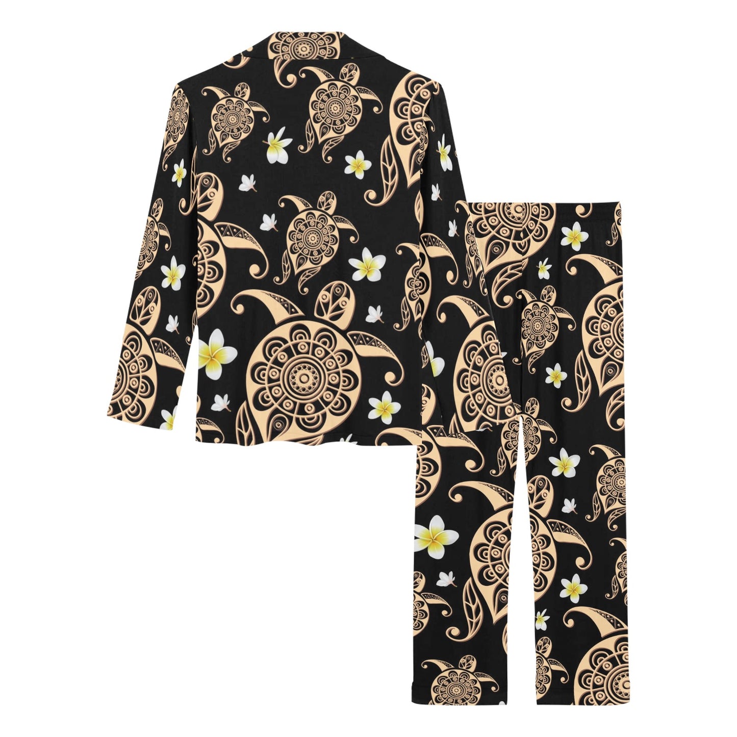 Turtle Polynesian Tribal Hawaiian Women's Long Pajama Set
