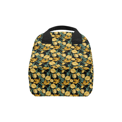 Elegant Yellow Tulip Print Insulated Lunch Bag
