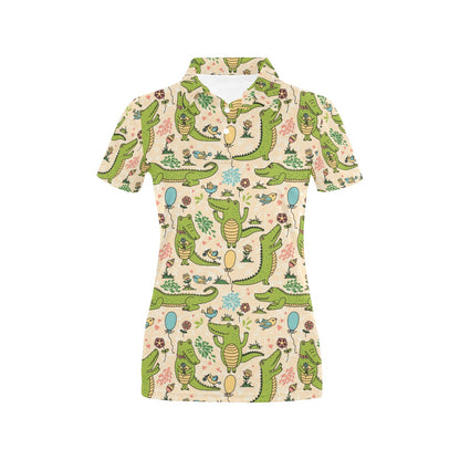 Alligator Pattern Print Design 01 Women's Polo Shirt