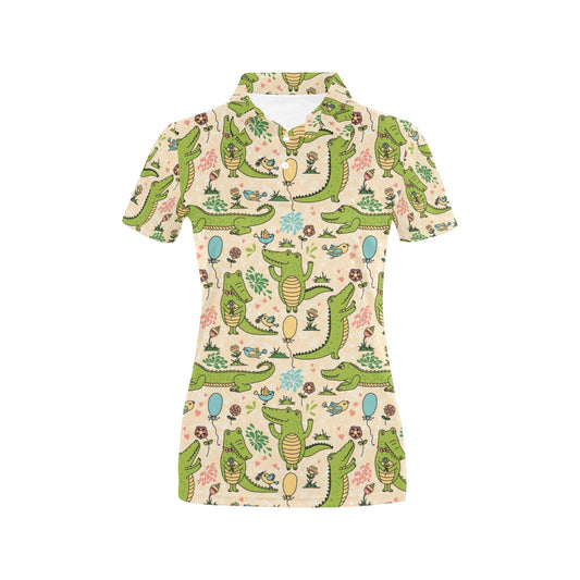 Alligator Pattern Print Design 01 Women's Polo Shirt