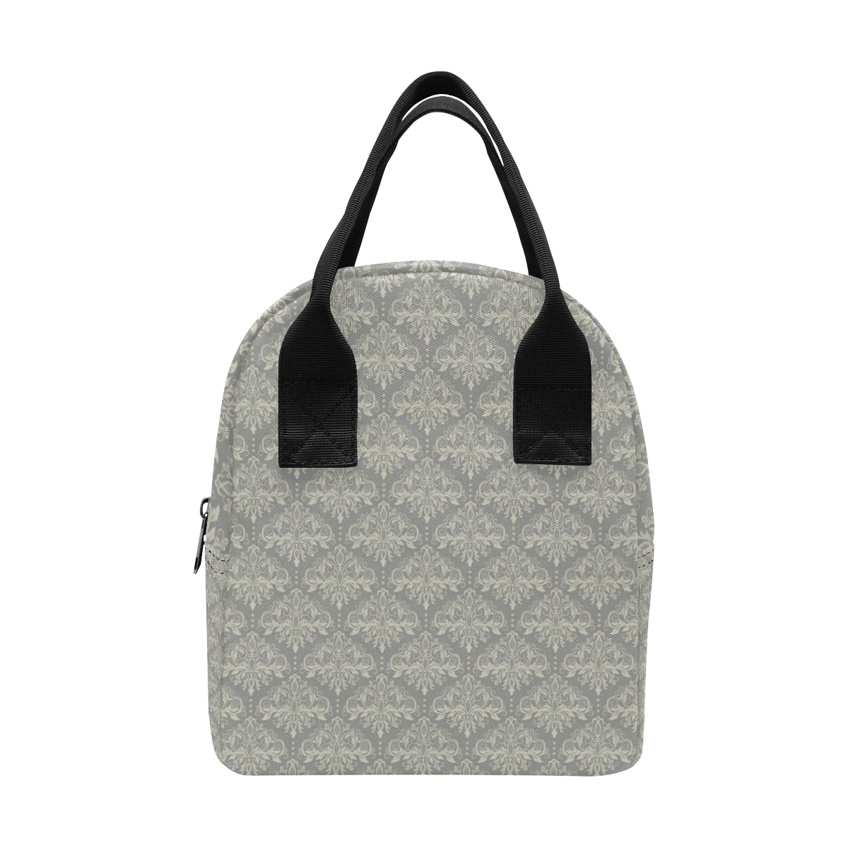 Damask Grey Elegant Print Pattern Insulated Lunch Bag