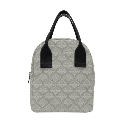 Damask Grey Elegant Print Pattern Insulated Lunch Bag