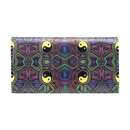 Yin Yang Neon Color Design Print Women's Trifold Wallet