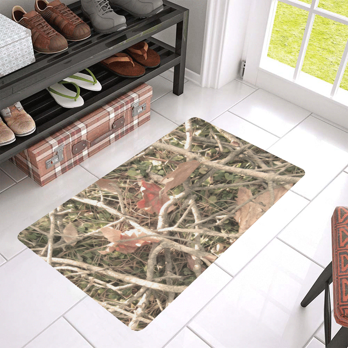 Camouflage Realistic Tree Authumn Print Rubber Doormat