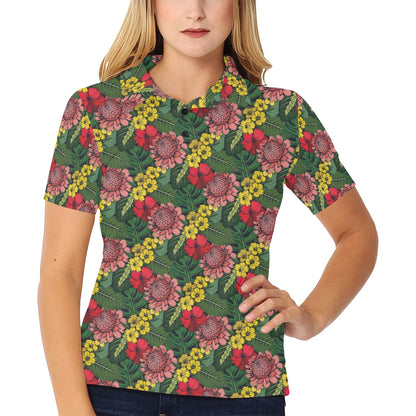 Summer Floral Print Design LKS305 Women's Polo Shirt