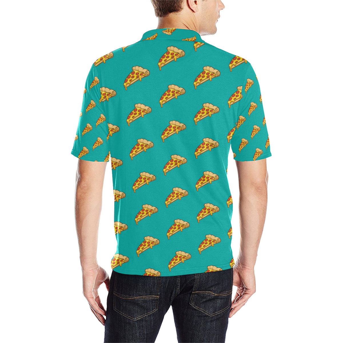 Pizza Pattern Print Design A03 Men Polo Shirt