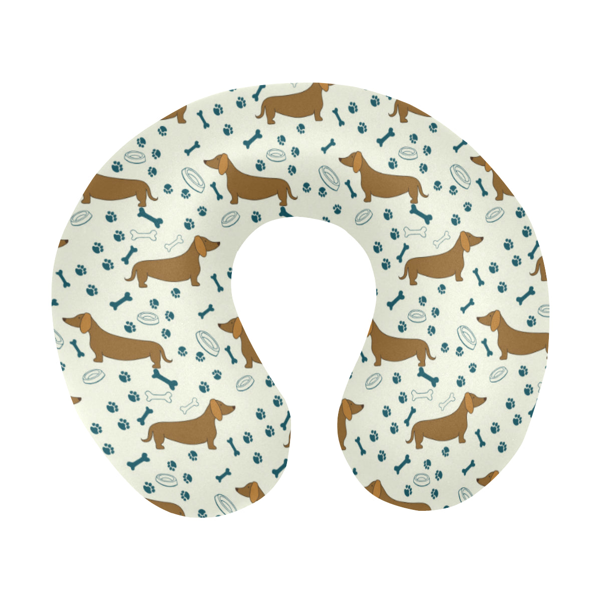Dachshund Pattern Print Design 01 U-Shaped Travel Neck Pillow