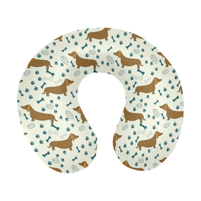 Dachshund Pattern Print Design 01 U-Shaped Travel Neck Pillow