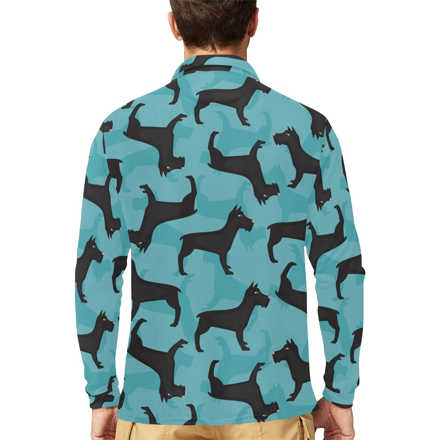 Schnauzers Pattern Print Design A01 Long Sleeve Polo Shirt For Men's