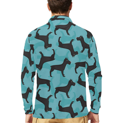 Schnauzers Pattern Print Design A01 Long Sleeve Polo Shirt For Men's