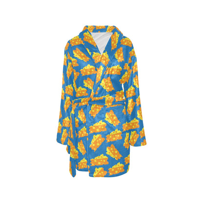 Cheese Pattern Print Design 05 Women's Fleece Robe