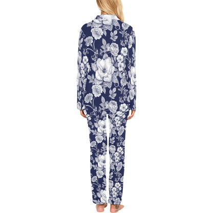 Floral Infrared Pattern Women's Long Pajama Set