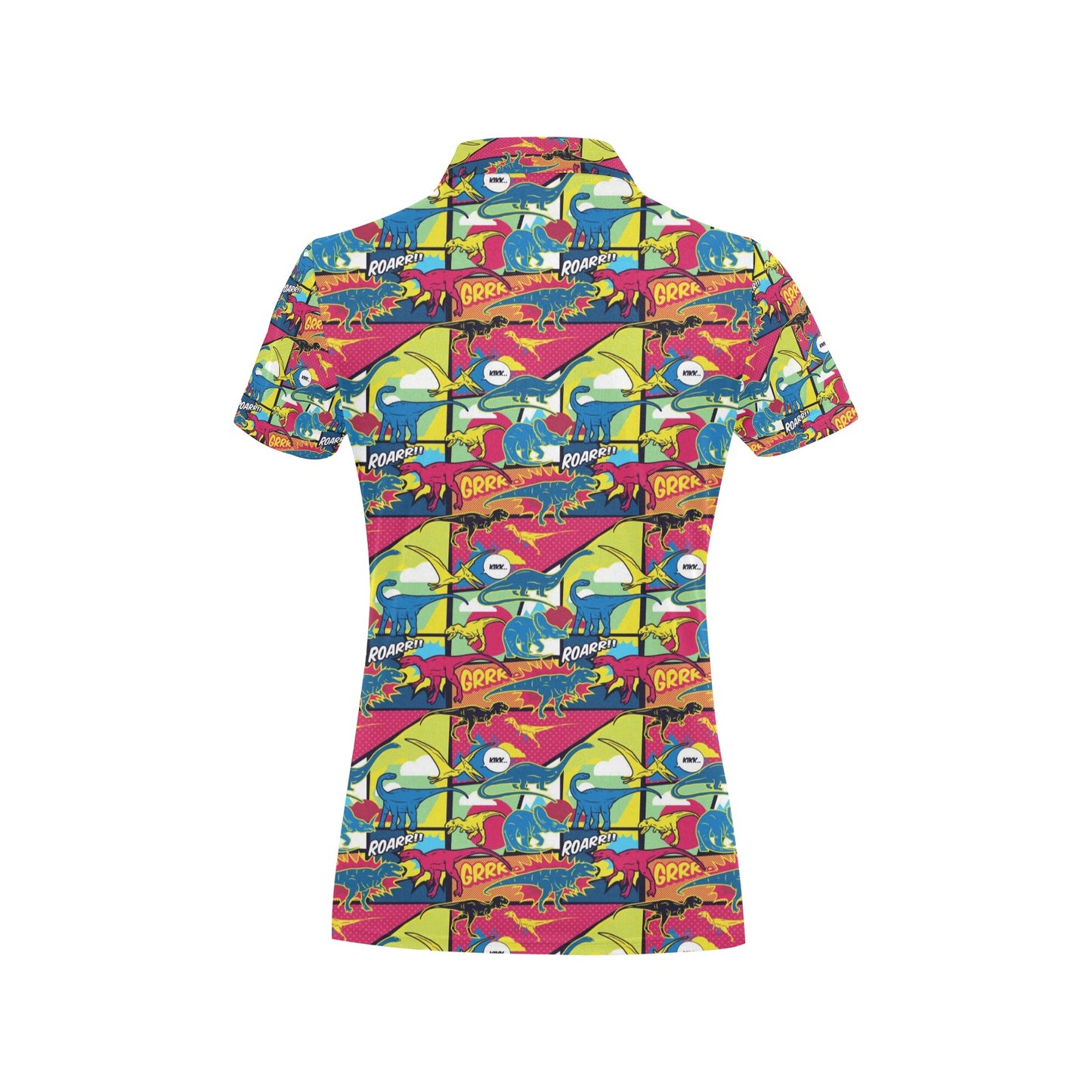 Dinosaur Comic Pop Art Style Women's Polo Shirt