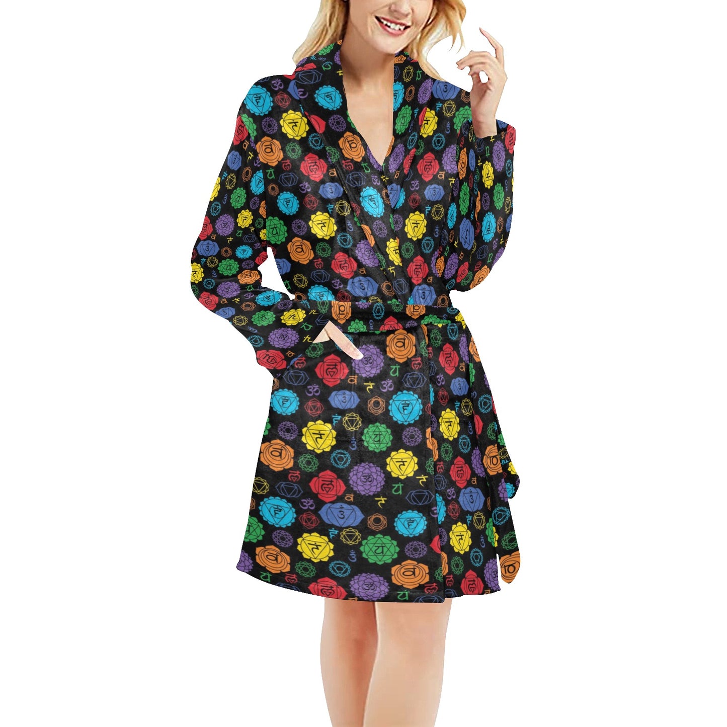 Chakra Pattern Print Design 01 Women's Fleece Robe