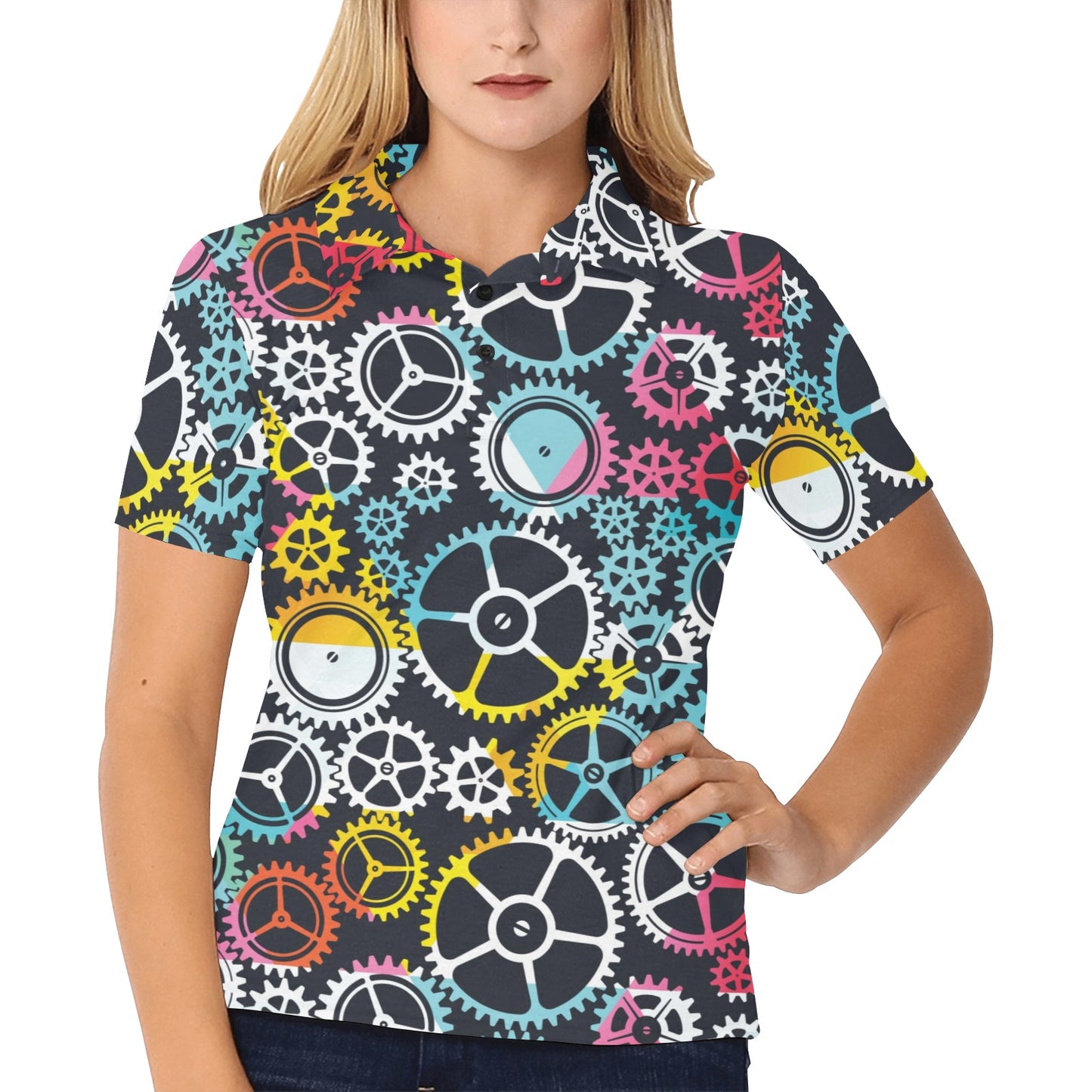 Mechanic Pattern Print Design 02 Women's Polo Shirt