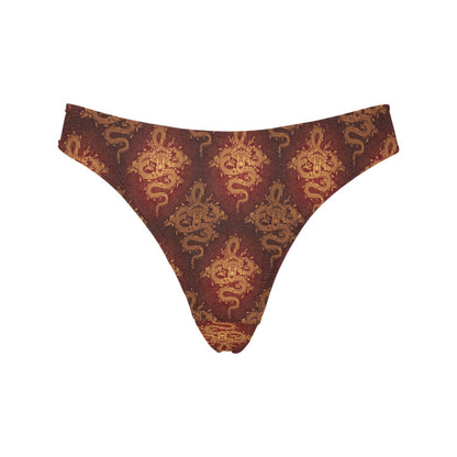 Chinese Dragons Gold Design Women's Thongs