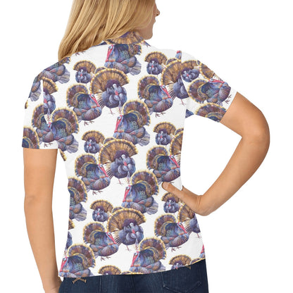 Turkey Pattern Print Design 01 Women's Polo Shirt