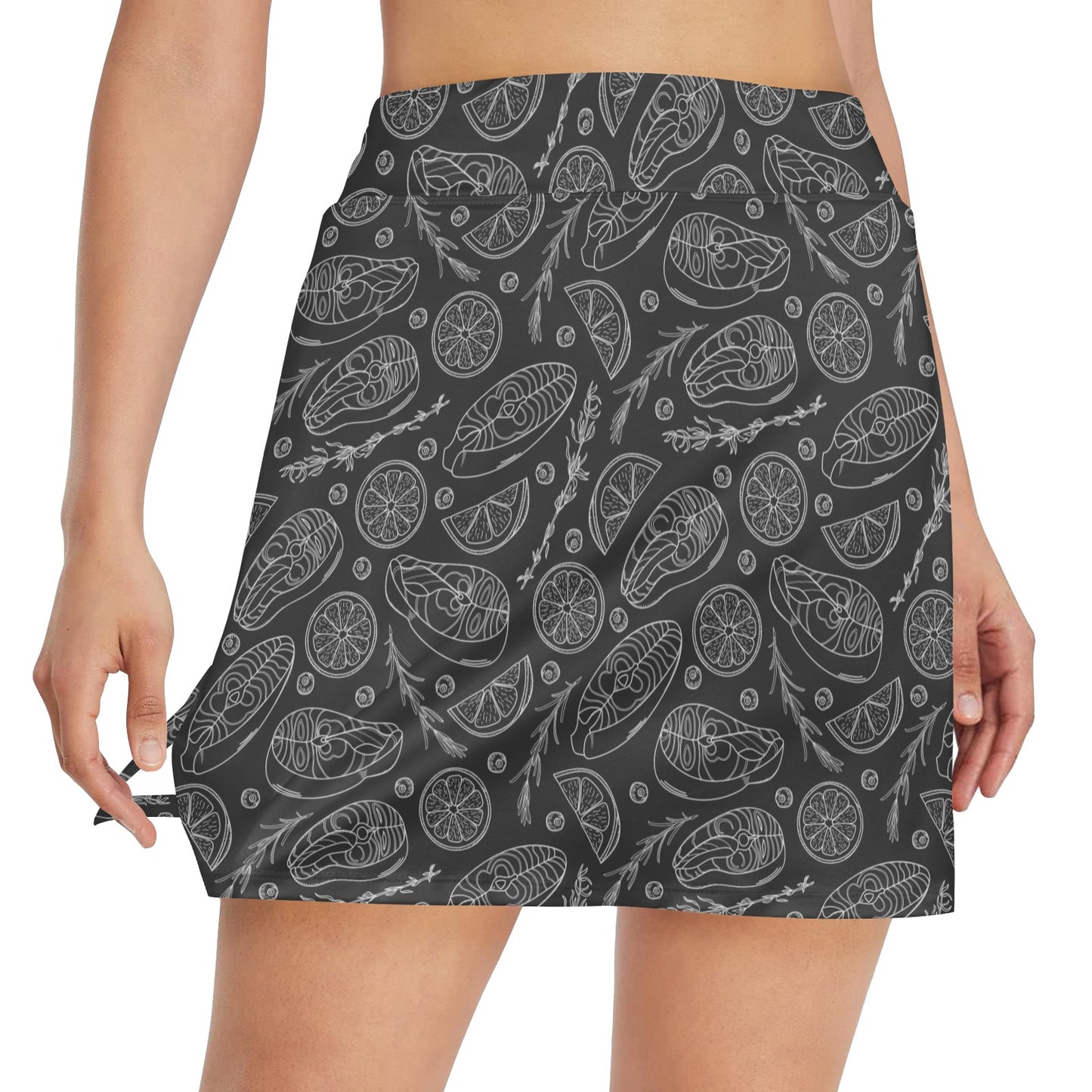 Steak Print Design LKS301 17" Golf & Pickleball Skort with Pockets