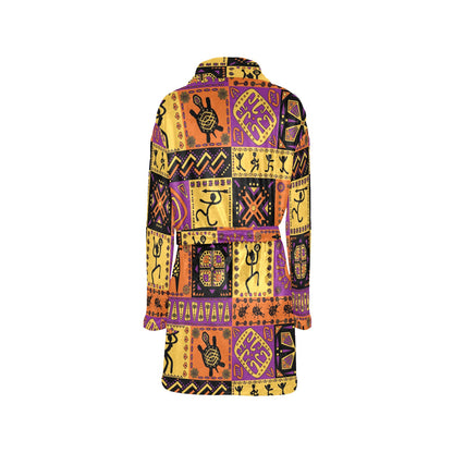 African Pattern Print Design 02 Women's Fleece Robe