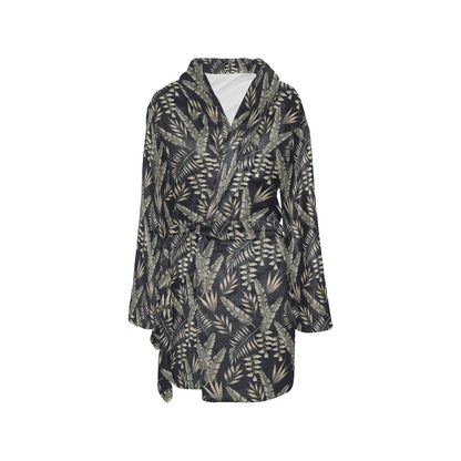 Banana Leaf Pattern Print Design 07 Women's Fleece Robe